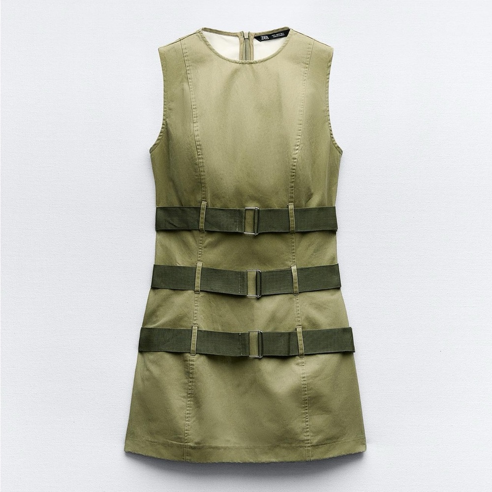 Zara Green Belted Strap dress